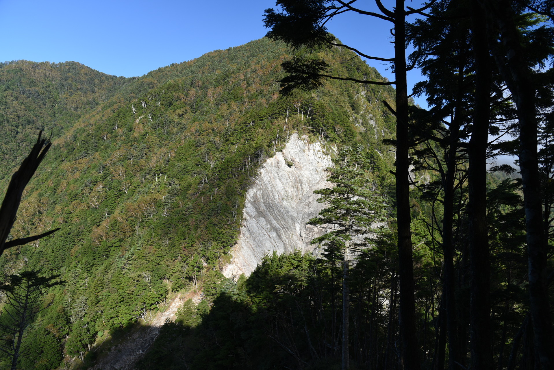 大無間山 南北両側の大崩落遠景。