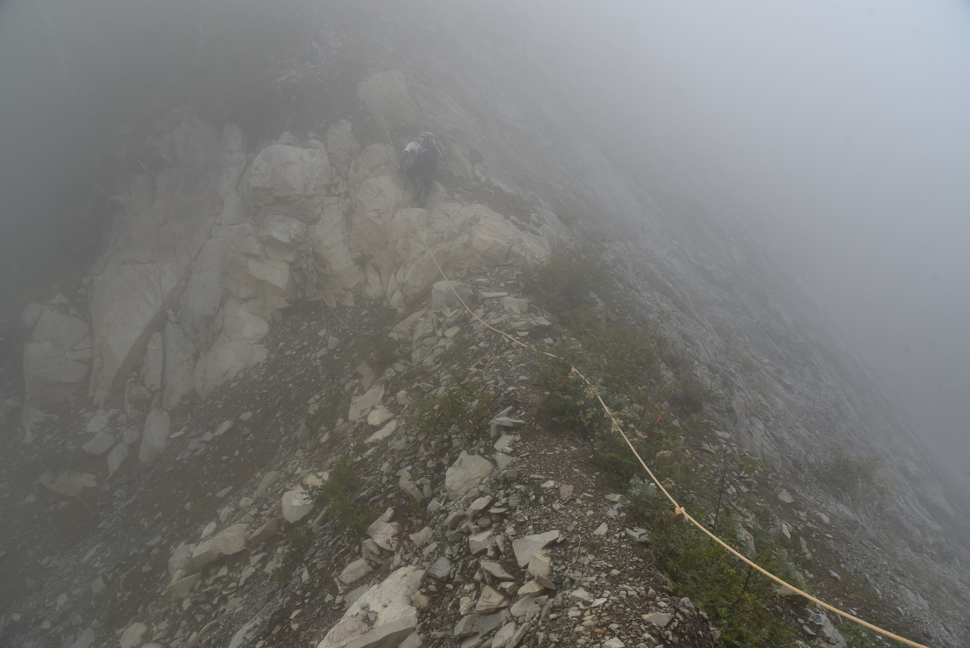 大無間山 大崩落地はガスの中での通過となりました。
無事に通過でき、ホッとしました。