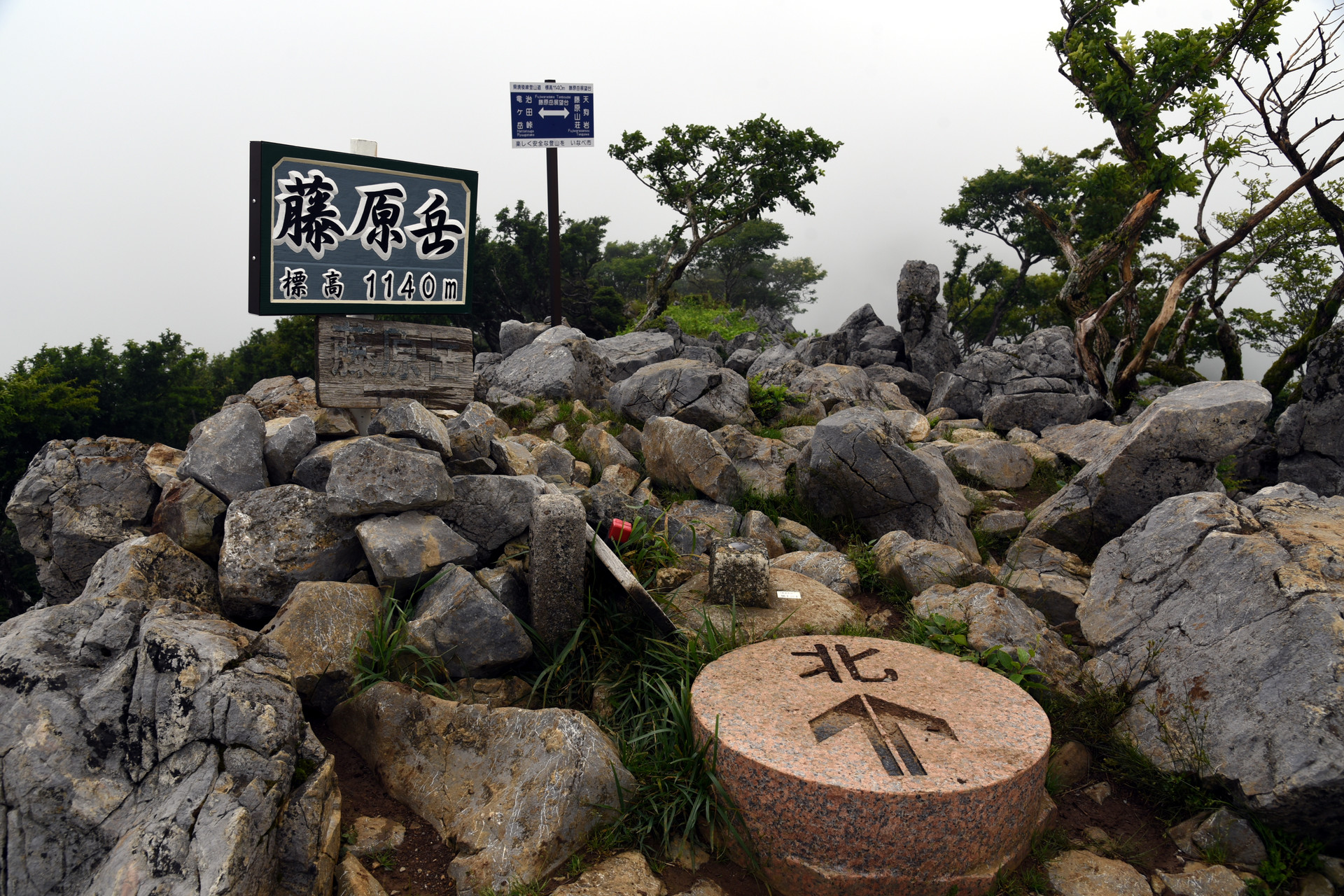 藤原岳・御池岳 藤原岳山頂。むこうに素晴らしい絶景があるはずなのに...