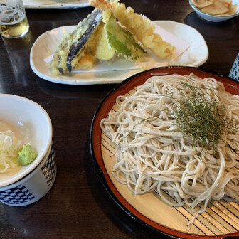 燕岳・餓鬼岳・唐沢岳 下山後の昼食に天ぷら蕎麦