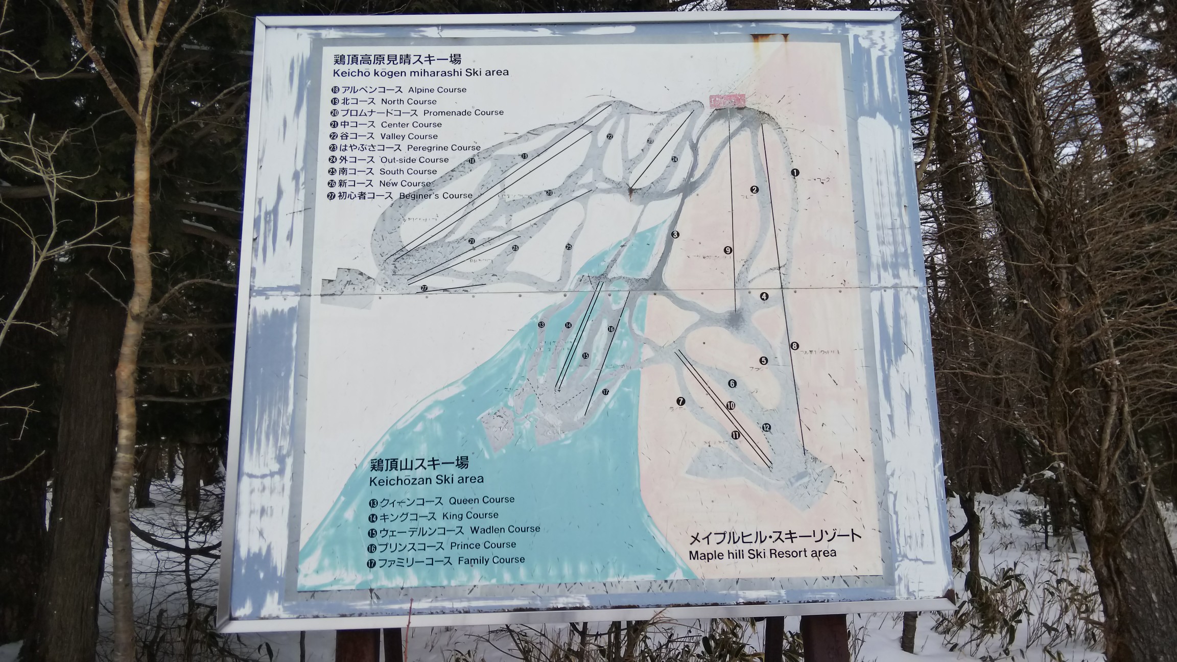 旧スキー場の案内板