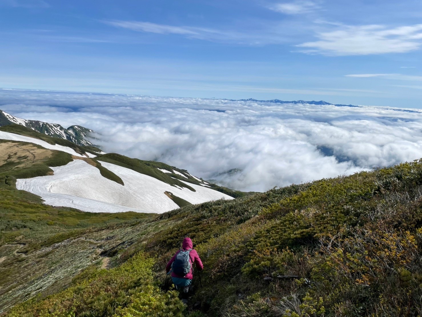 朝日連峰と雲海とわたし。