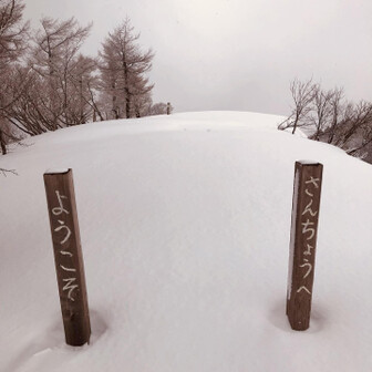 蘇武岳 こんな感じの「ようこそさんちょうへ」が有るはずなのに…🤔（2023年1月撮影）
雪が積もり過ぎて埋もれてしまっているのだろうか😱