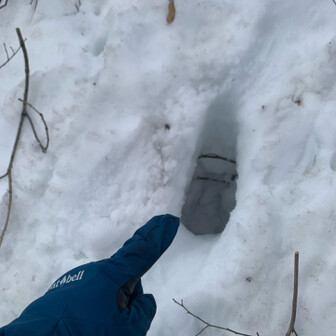 尖山 数歩ごとに穴にハマる🕳️
ていうか、これは全然マシな方🤗この先、何度か腰まで落ちとるんやけど、そんな時って余裕なくて、写真なんか撮る気にならんがよね😇📷