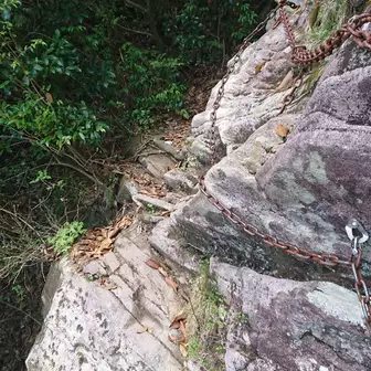 狭い岩場、⛓️が設置されてました🙋
左は崖だよー
気をつけて🎵