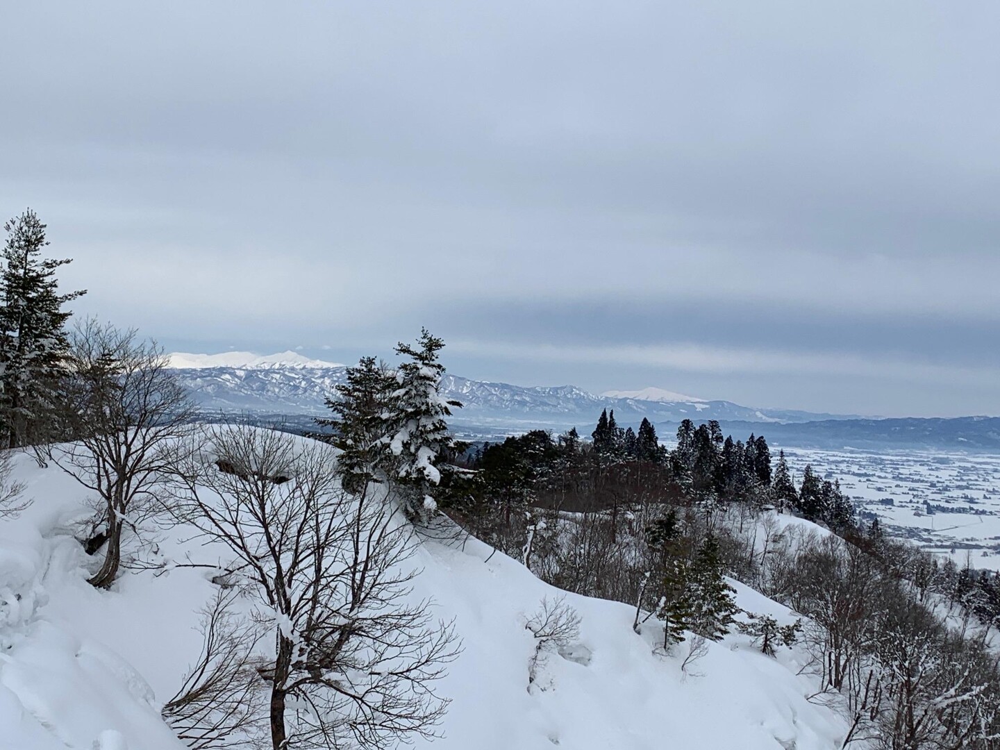 愛宕山・笹野山（斜平山）・栃窪山・羽山 縦走に挑戦して来ました😤 / 笹野山（斜平山）・羽山・栃窪山の写真7枚目 / 振り向くと朝日連峰、右に