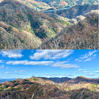 明山到着。ここからも眺めが良いですね。
竜神大吊橋がよく見えます👍
奥久慈男体山からここまで結構歩いたなー。