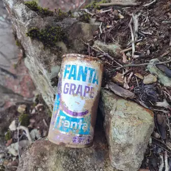 山には時々古い缶が落ちている。