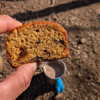 ikuさんお手製のパウンドケーキ。美味い！
今日はココアしか持ってこなかった。コーヒーがほしい。