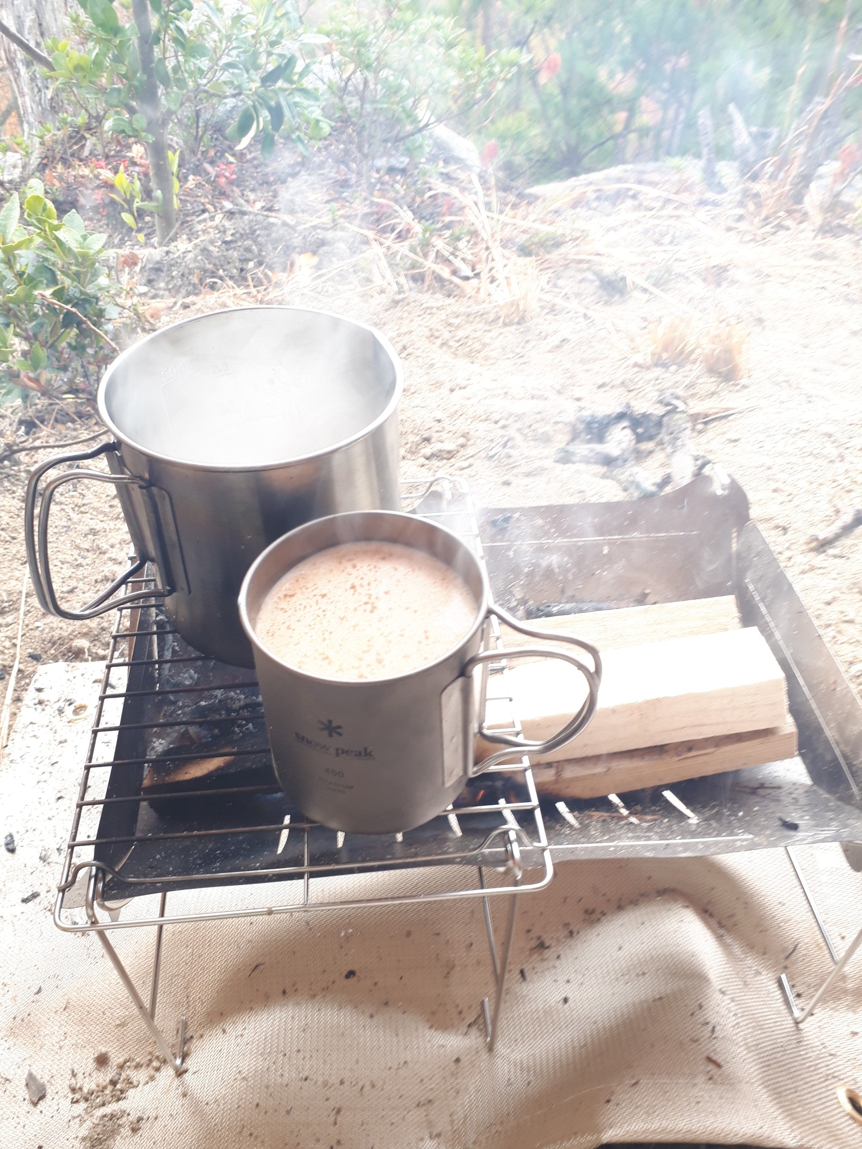 氷雨の中 タープ下 焚き火でホットベイリーズミルク 山飯 Matsuさんの広島南アルプス 武田山 三滝山 鈴ヶ峰 の活動データ Yamap ヤマップ