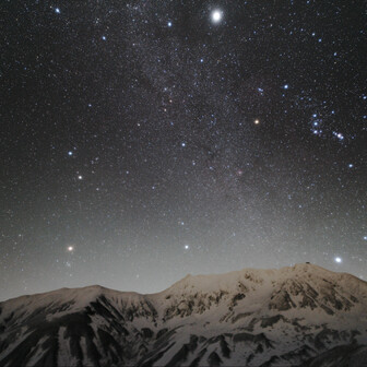 立山・雄山・浄土山 一際明るい木星・火星・シリウスの超三角△