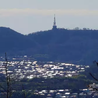 吾妻山山頂から遠望する高麗山の展望台