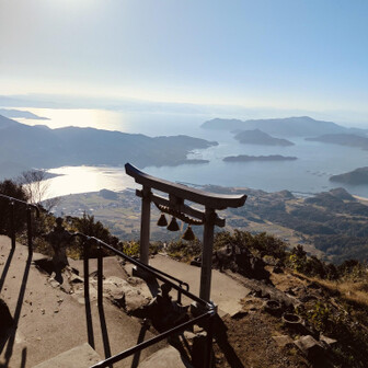 天空の鳥居からの天草の島々