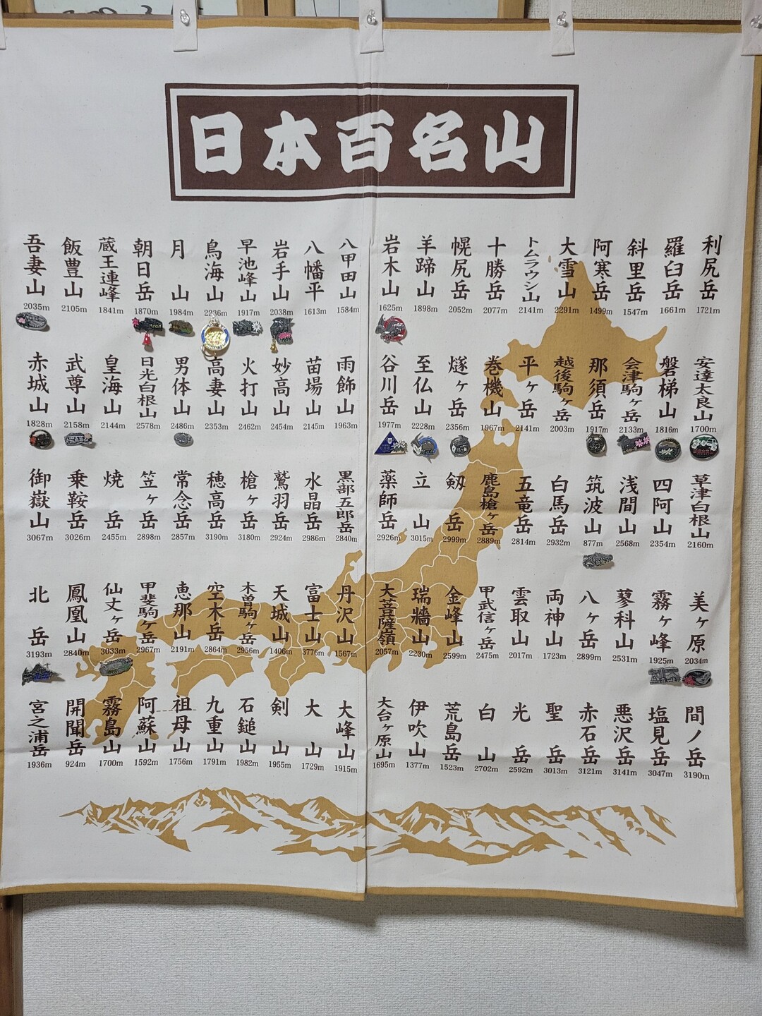日本百名山のれんand 100バッジ コンプリートセット コレクション