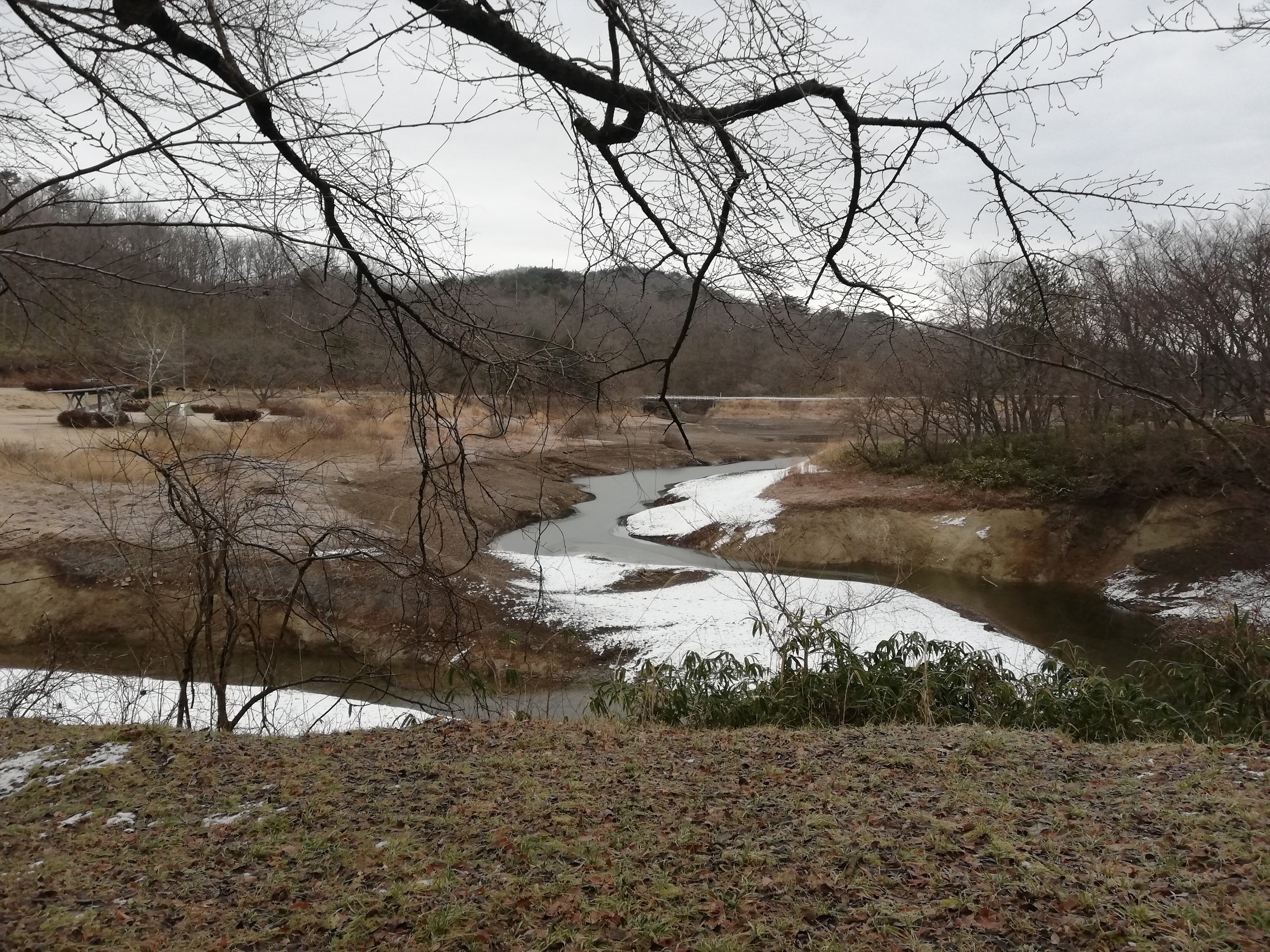 達居森 ダム湖水位はまだ低い