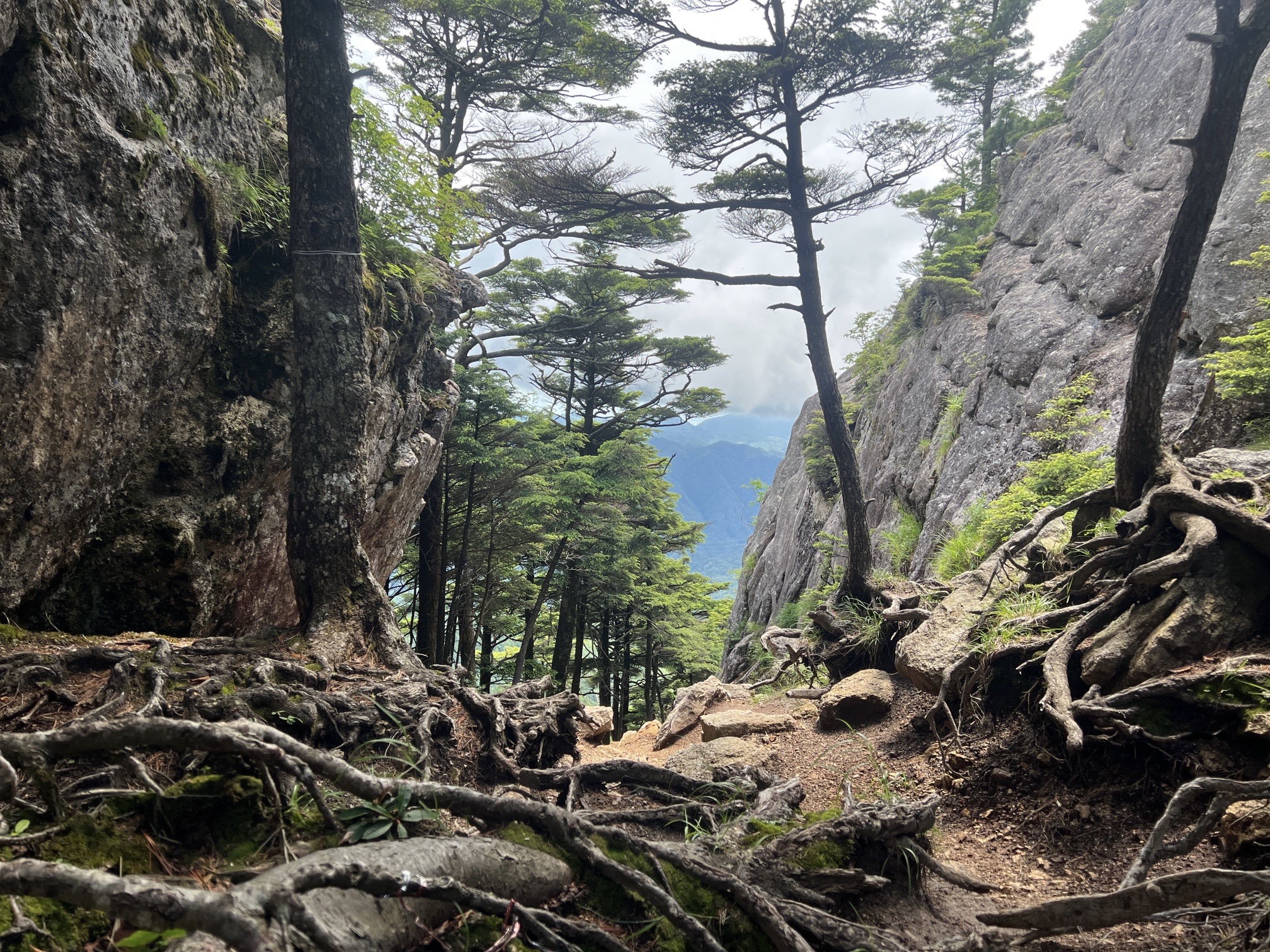その前にも、振り返ると、岩の間を 上がってきた様相が良く判ります