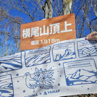 登頂。相棒忘れたので、今日は、GUNMAxYAMAP 手拭いで。
山梨百名山です。