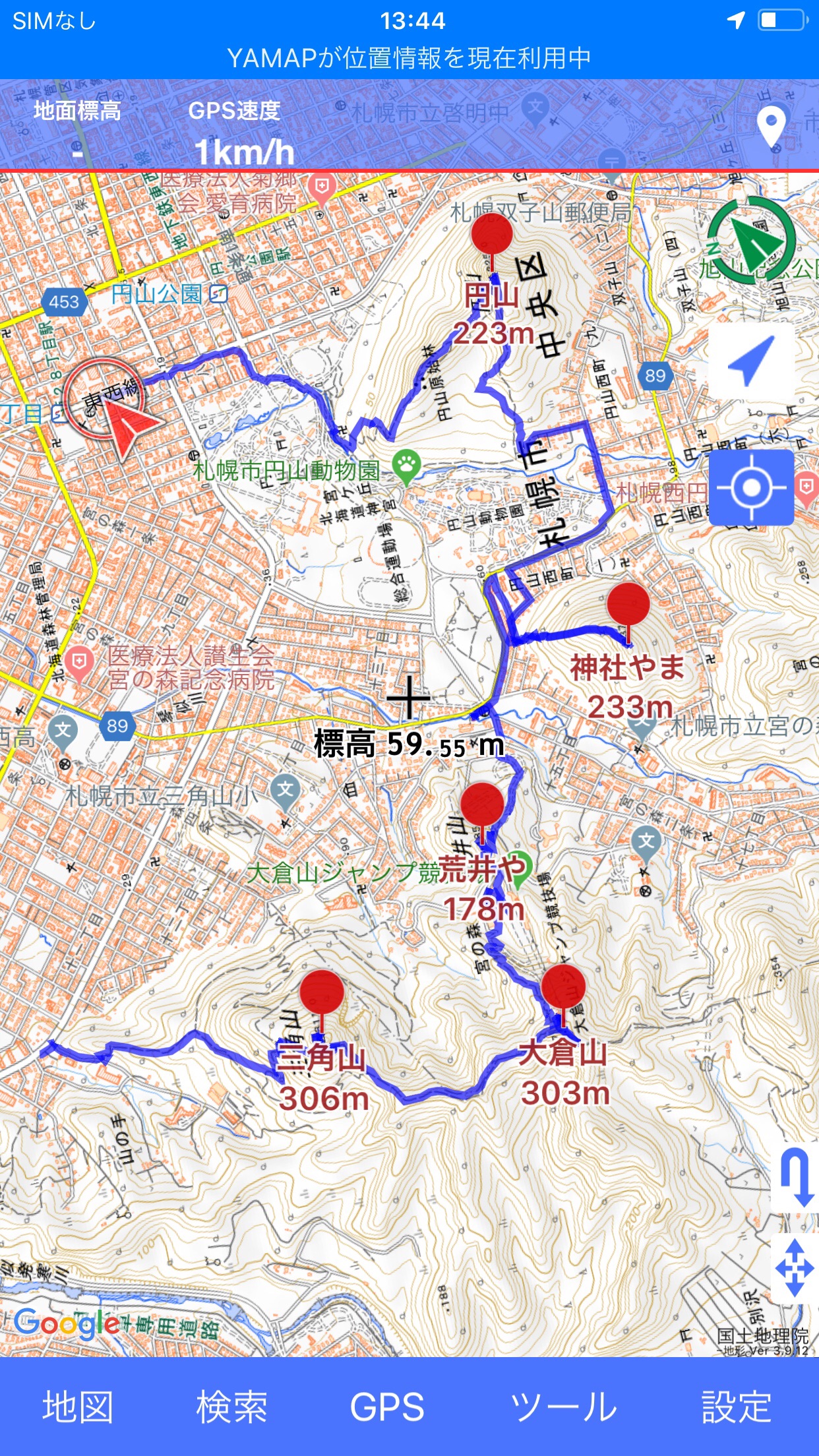 三角山 大倉山 荒井山 神社山 円山 縦走 19 09 02 ぽれぽれ3104さんの藻岩山の活動データ Yamap ヤマップ