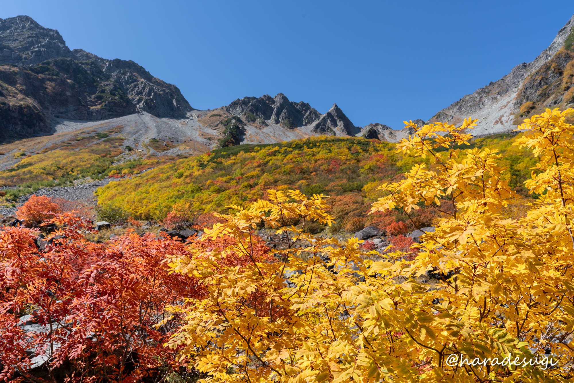 秋の涸沢にテント泊で登って帰りはパノラマコースから屏風ノ耳に立ち寄って上高地に下山しました はらですぎさんの槍ヶ岳 穂高岳 上高地の活動データ Yamap ヤマップ