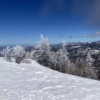 山頂到着
なだらかなので楽々でした。
志賀高原方面が綺麗