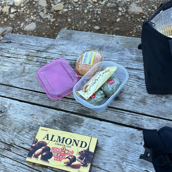 すでに腹ペコ🤤
よもぎ餅
うちの奥さん　たけのこ派なのでアーモンドチョコです…
今更たけのこ持ってこれません😅