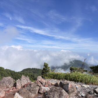 北峰から蓼科山がチラリ